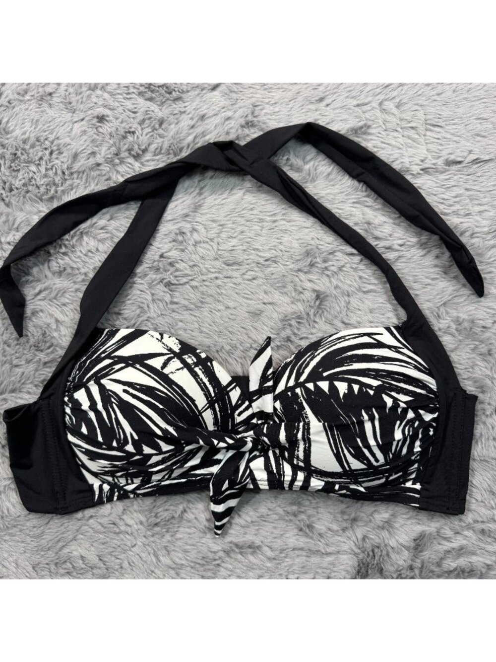Apt. 9 Bikini Top Women's L Black Abstract Nylon Halter Padded Beach Swimwear